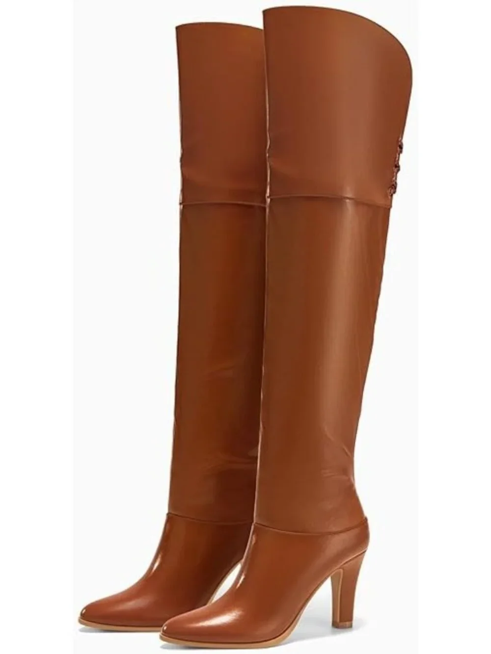 Coutgo Size 9.5 Boots Thigh High Light Brown Wide Calf Over The Knee Pointed Toe